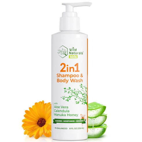 Wild Naturals Kids Shampoo and Body Wash - Hypoallergenic Baby Shampoo and Organic Baby Wash - Gentle and Moisturizing Kids Soap and Toddler Body ...